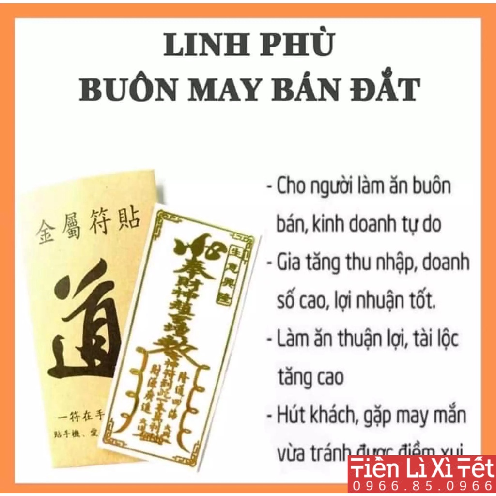 Linh Phù dán điện thoại, Linh phù tài lộc, Linh phù buôn may bán đắt