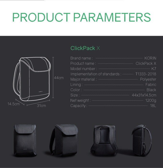 Balo chống trộm, chống nước - Korin ClickPack X