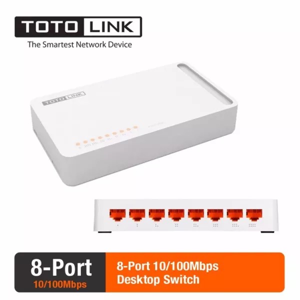 Switch TOTOLINK 8 port S808 100Mbps (Trắng)