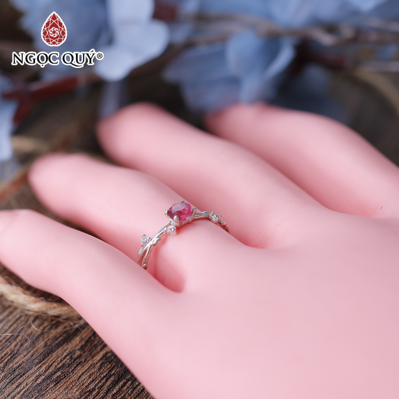 [HCM]Nhẫn bạc đính hạt đá ruby hợp mệnh hỏa & thổ - Ngọc Quý Gemstones