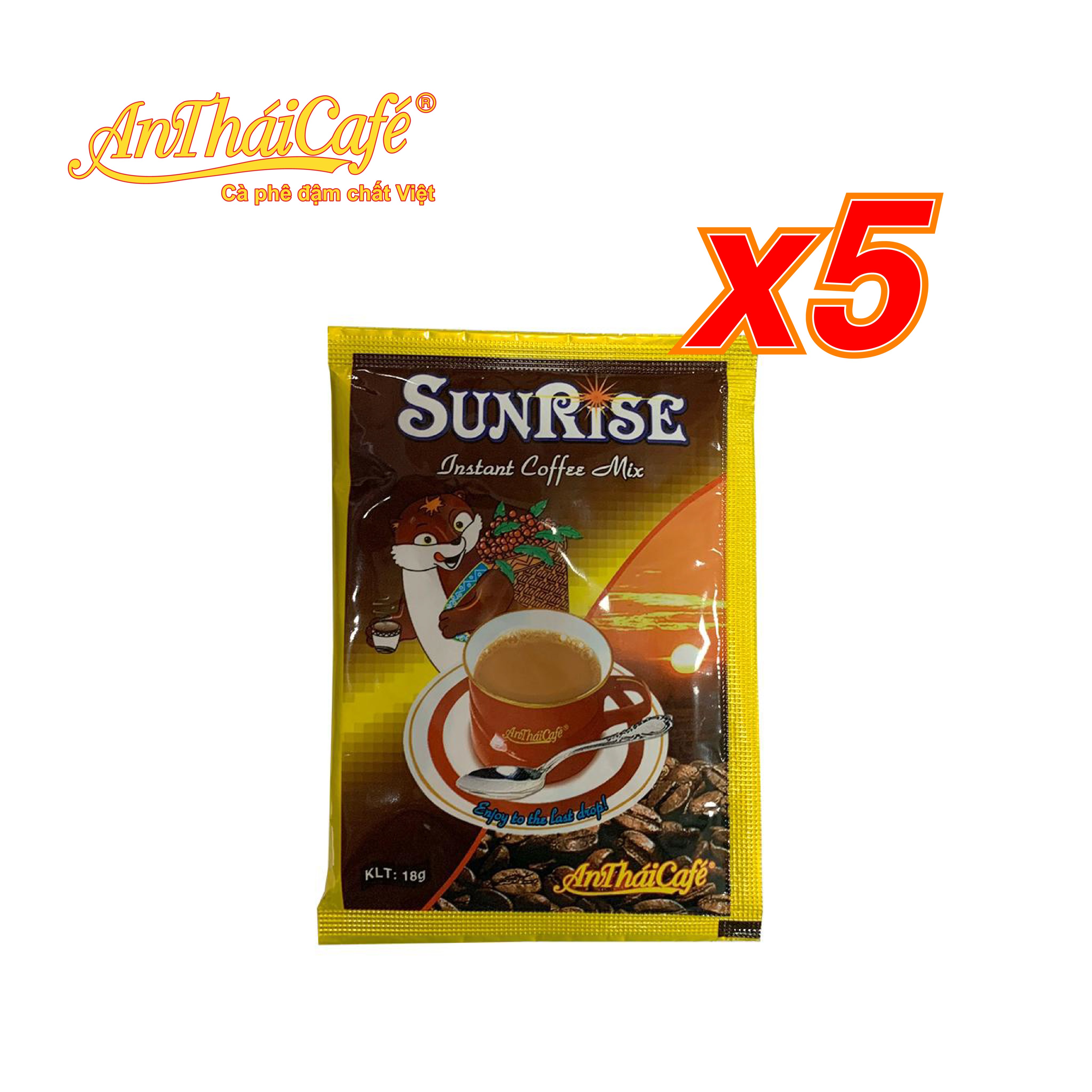 Combo 05 gói Cà phê sữa 3 trong 1 Sunrise (5 gói x 18gr) - AnTháiCafé