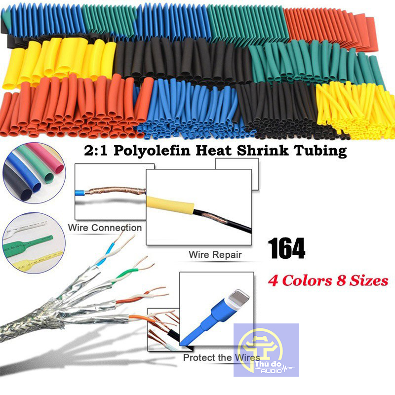 Set 164 ống bọc co nhiệt dành cho mối đấu nối dây điện bằng Polyolefin chống cháy