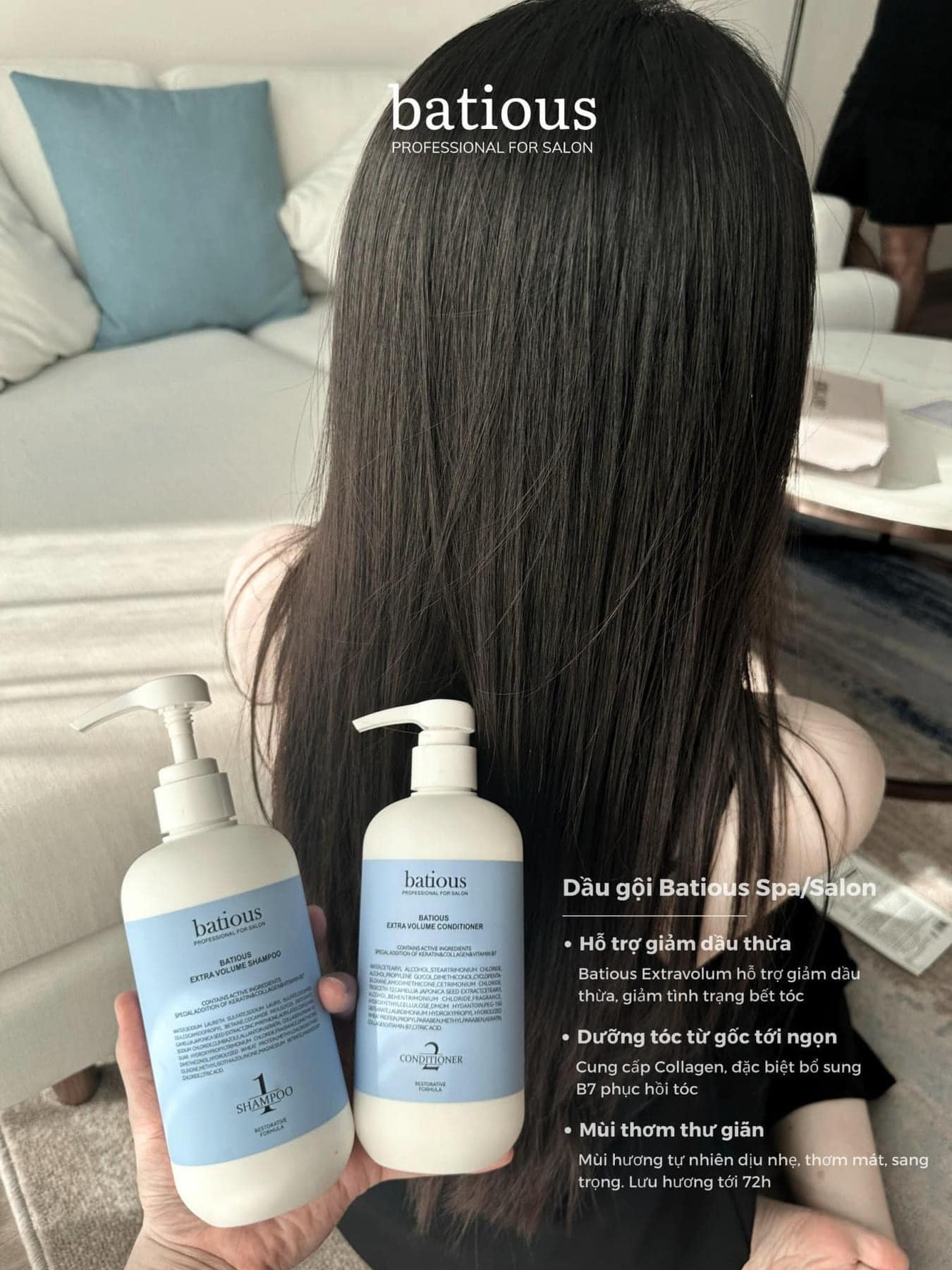 CẶP GỘI XẢ COLLAGEN PHỤC HỒI TÓC BATIOUS 960MLx2