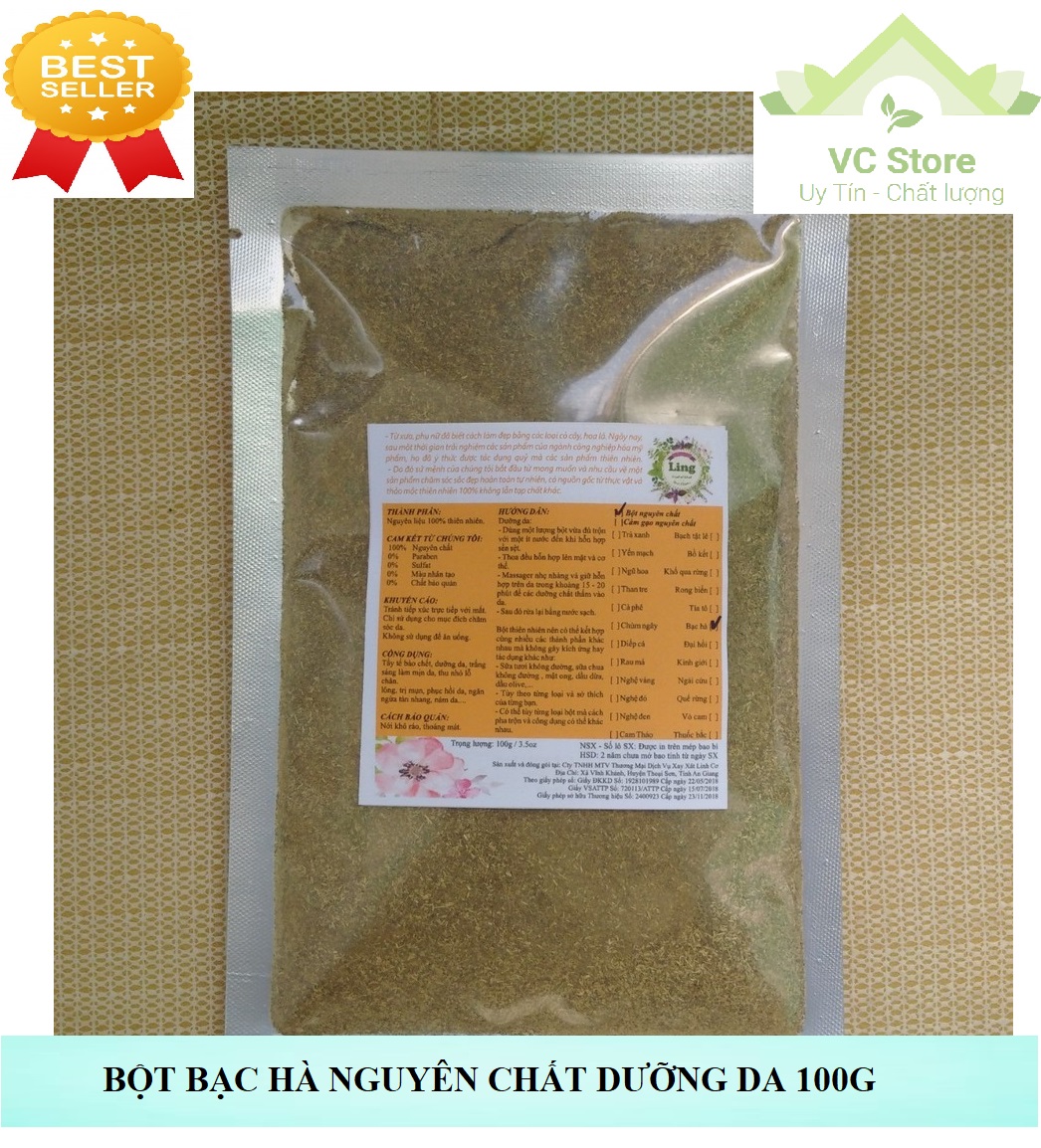[HCM]Bột Bạc Hà Nguyên Chất Dưỡng Da 100g - Mẫu mới