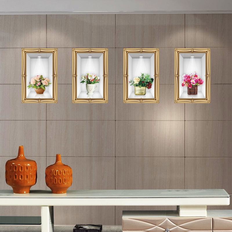 Decal dán tường 4 ô cửa 3D trắng SK 9083
