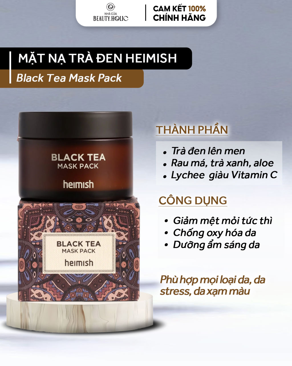 [Nhacuabeautyholic] Mặt nạ trà đen HEIMISH BLACK TEA MASK PACK