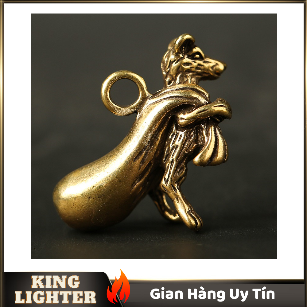 [HCM]Tượng Đồng Phong Thủy Hình Chuột Vác Túi Vàng Trang Trí Đem Lại May Mắn Móc Khóa Mặt Dây Chuyền (Kích Thước: 3.6cm x 2.4cm )