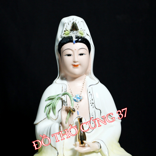 [ Cao 30 cm , 35 cm ] TƯỢNG QUAN ÂM MEN SỨ