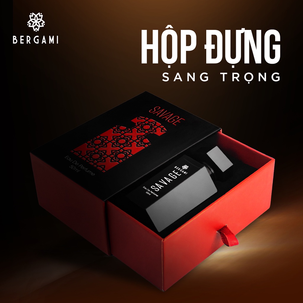 Nước Hoa Nam Thơm Lâu Bergami Savage, Nước Hoa Chính Hãng Mùi Hương Nam Tính Mạnh Mẽ, Lưu Hương 6H 50ml/chai