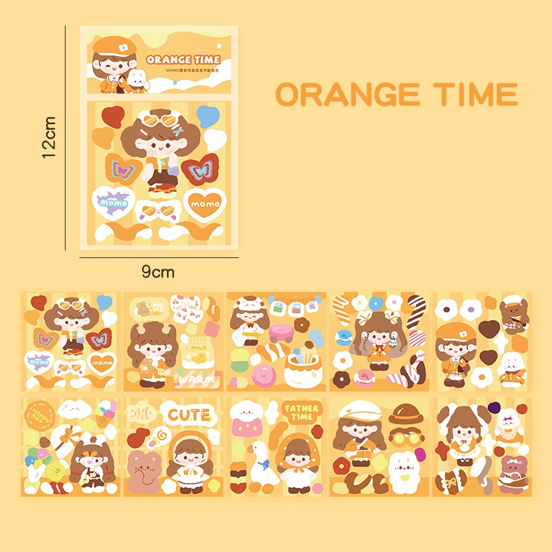 Combo 10 tấm sticker cắt sẵn cute trang trí sổ, bình nước,...