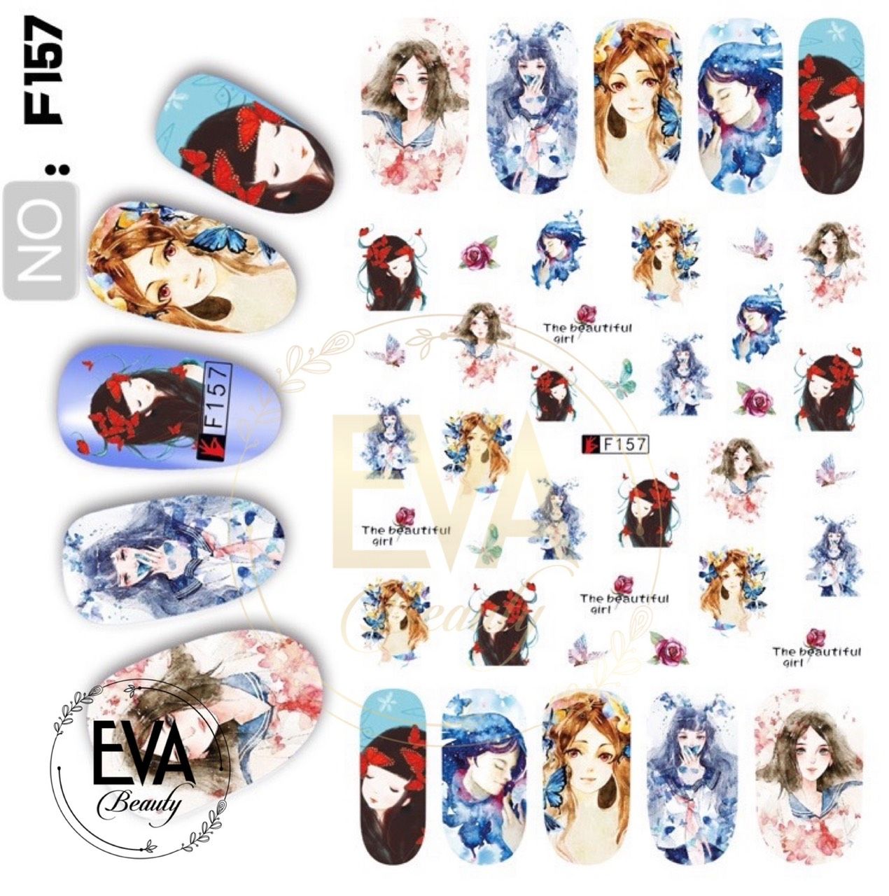 [HCM]Decal Dán Móng Tay 3D Nail Sticker Hoạ Tiết Nhân Vật Truyện Tranh Phong Cách Trung Hoa Anime Girls F156