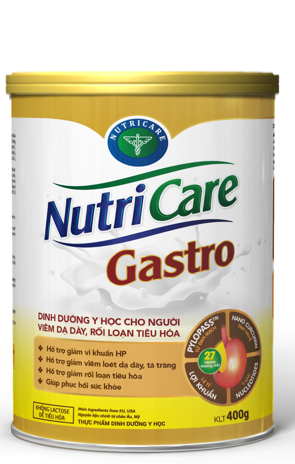 Sữa bột Nutricare Gastro - dinh dưỡng y học cho người viêm dạ dày