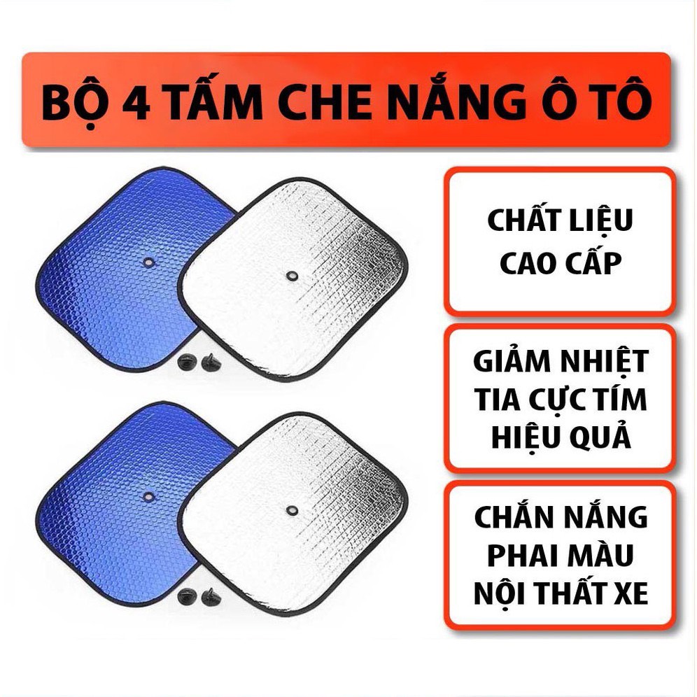 Bộ 6 tấm che nắng cửa kính ô tô - tấm chắn nắng xe hơi  - tấm xốp tráng bạc 2 mặt cách nhiệt cực cao