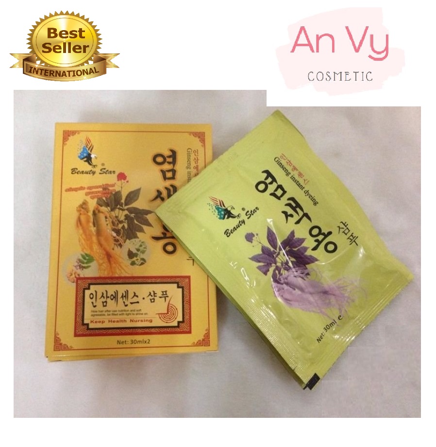 Set 10 gói dầu gội đen tóc nhân sâm beauty star hàn quốc