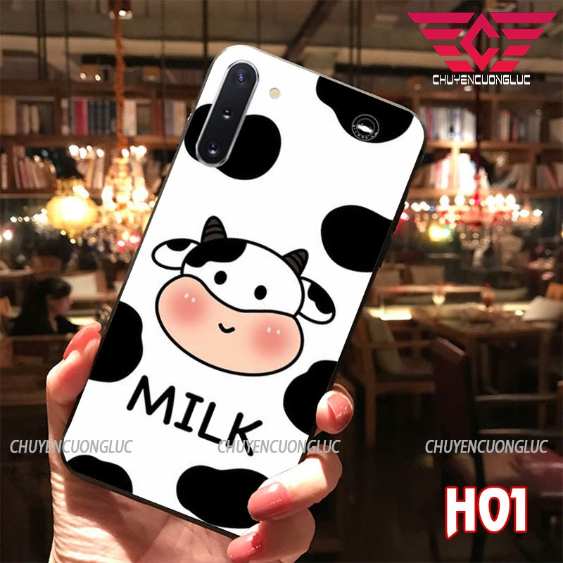 Ốp lưng samsung note 10/ note 10 plus/ note 9/ note 8/ note 20/ note 20 ultra in hình bò sữa bằng kính