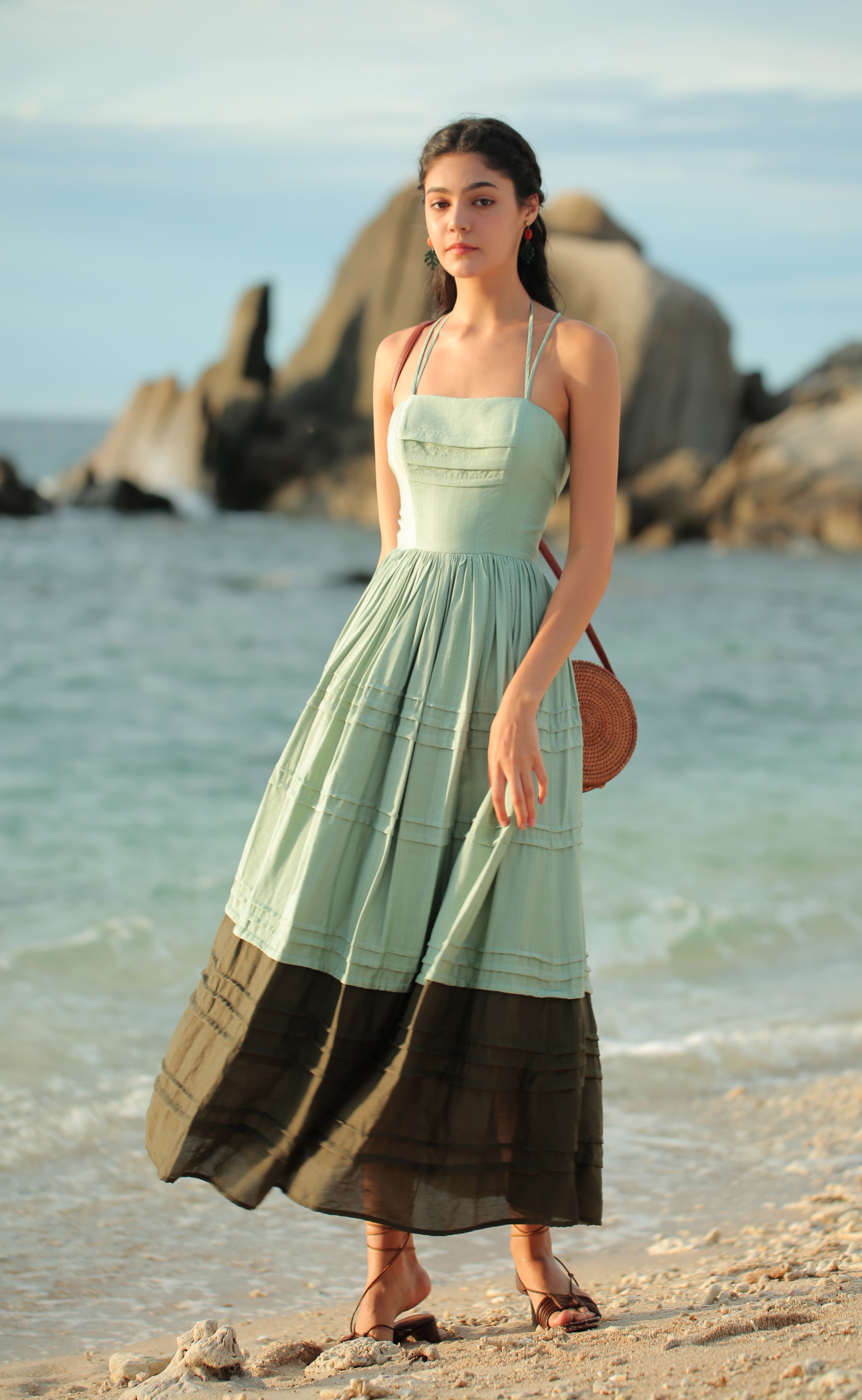 SÒ VINTAGE - DYAN Đầm 2 dây phối màu