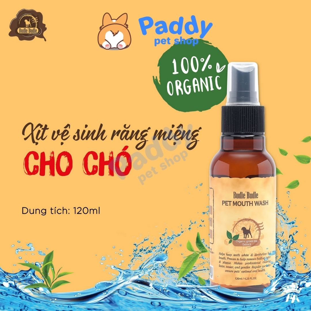 Xịt Vệ Sinh Răng Miệng Chó Mèo Budle Mouth Wash 120ml