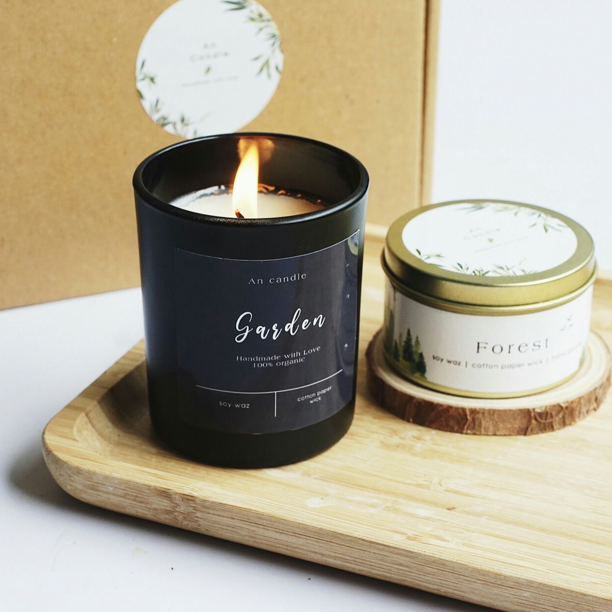 Đế gỗ trang trí nến thơm An Candle size 8cm