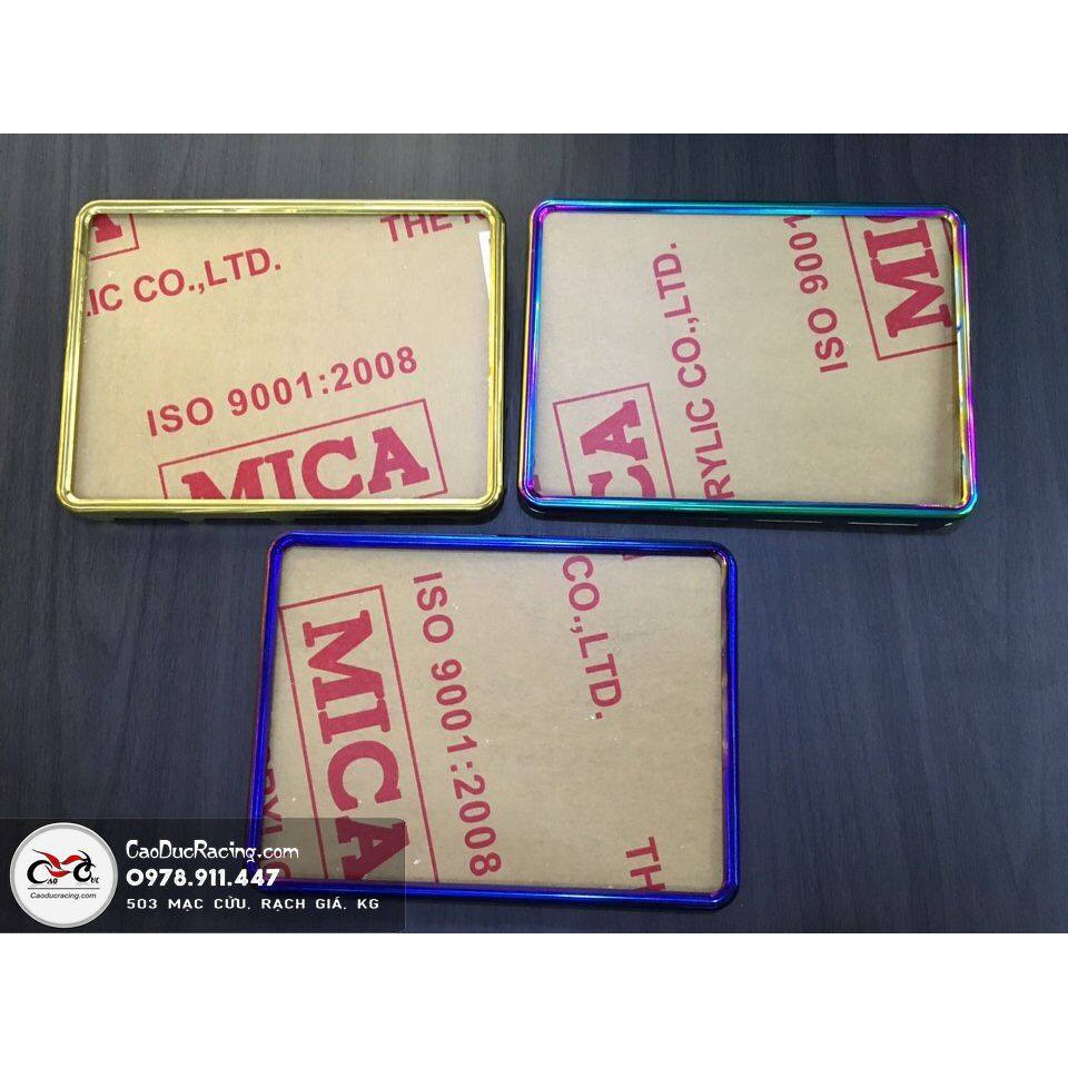 [Lấy mã giảm thêm 30%] Khung biển số Titan - vàng - 7 màu - Full bộ cả mica và viền màu