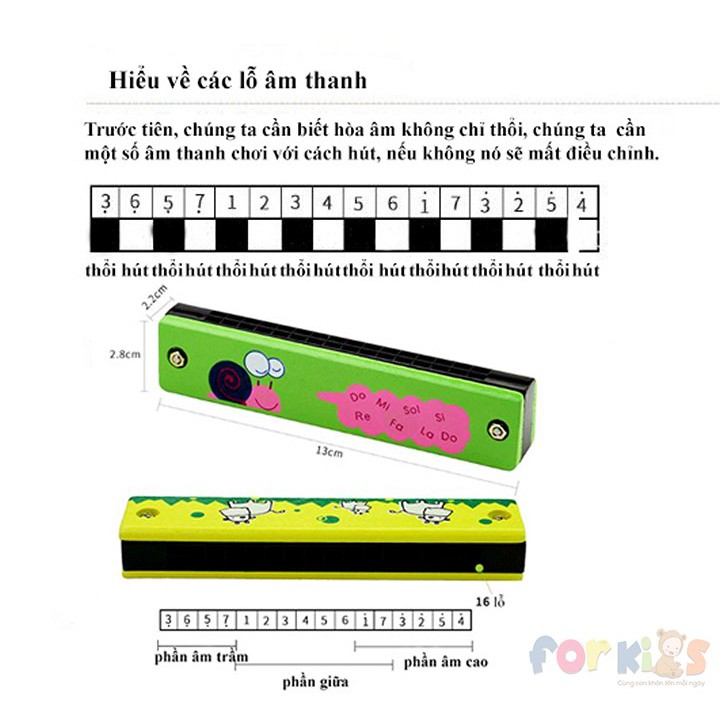 Đồ Chơi Nhạc Cụ Cho Bé Harmonica Gỗ Trẻ Em.