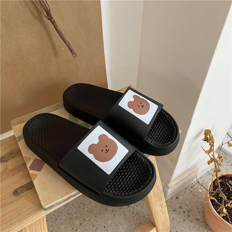 Dép Lê Quai Ngang Hình Thú Ngộ Nghĩnh Đáng Yêu, Dép Bánh Mì Nữ Quai Ngang Mang Trong Nhà Mặt Gấu Đi Êm Chân Gọn Nhẹ.