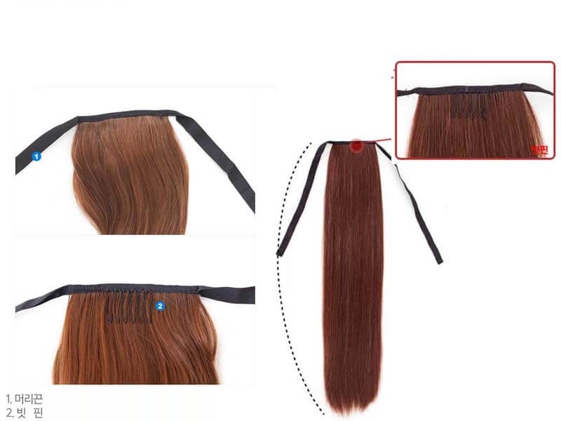 [Shop Uy Tín] Cột Tóc Giả Thẳng Đủ Độ Dài Đủ Màu Có Dây Cột Và Cài Chắc Chắn