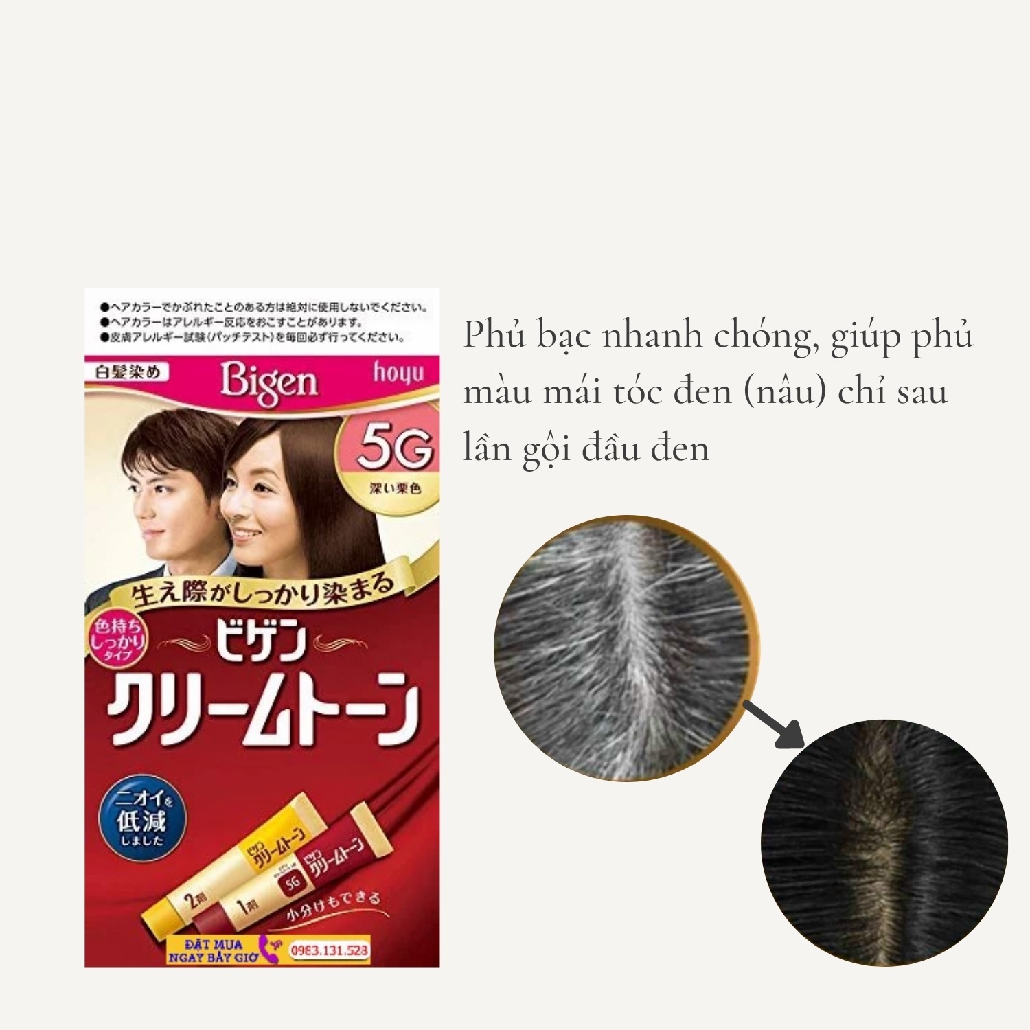 Nhuộm tóc phủ bạc Bigen Nhật Bản thảo dược cho tóc bạc