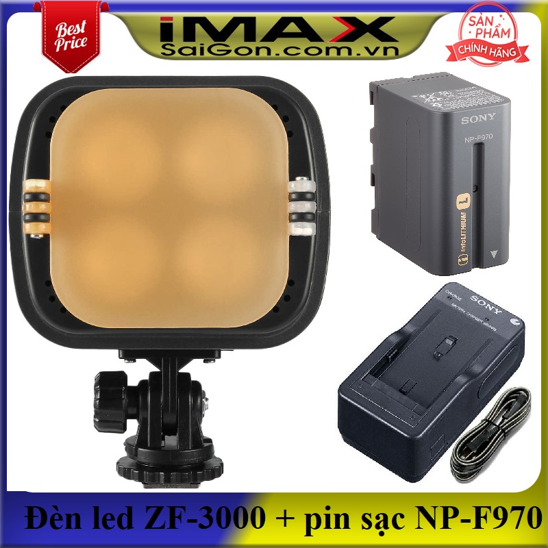 Đèn led video zifon zf-3000 version ii + bộ 01 pin và 01 sạc f970