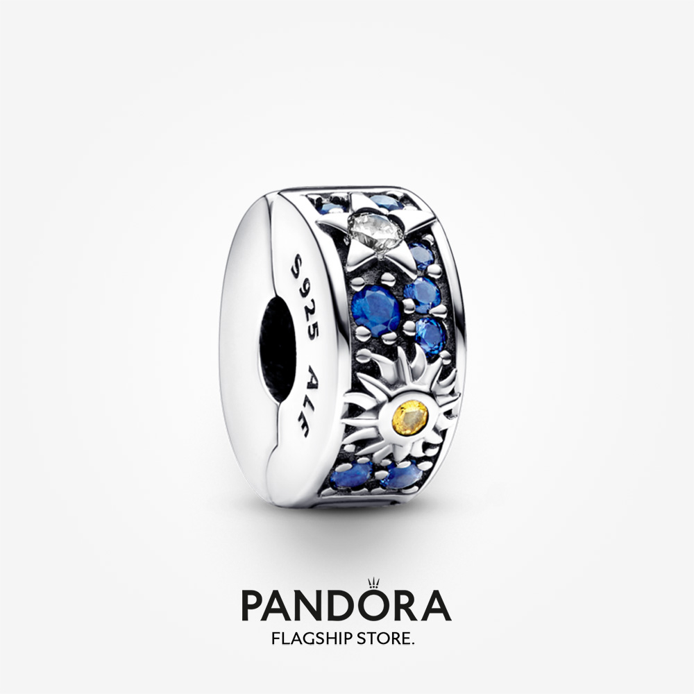 2023 New Original Pandora Celestial Sun, Star & Moon Clip Charm Women Fashion Jewellery