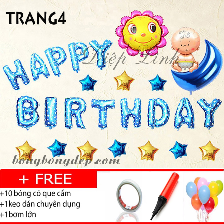 [HCM]Sét bong bóng trang trí sinh nhật mẫu trăng sao - Diệp Linh