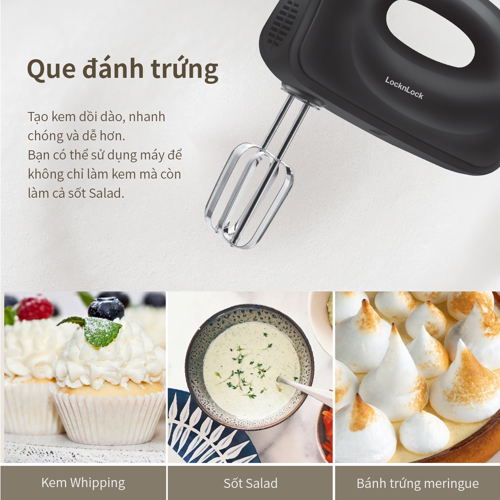Máy đánh trứng Lock Lock Hand Mixer - màu xám đậm EJM501DGRY