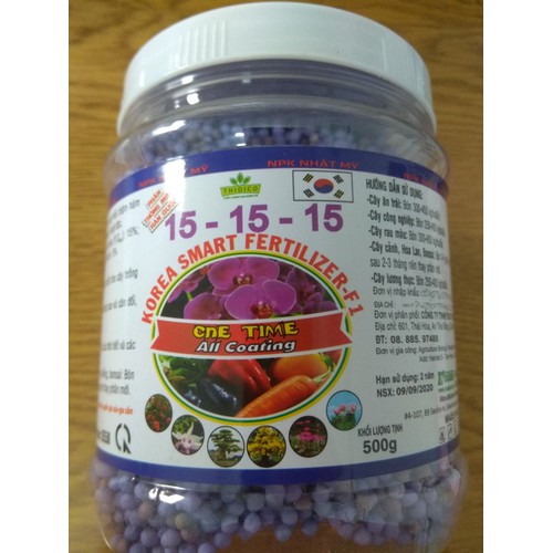 Phân tan chậm hàn quốc npk 15-15-15 - chai 500g