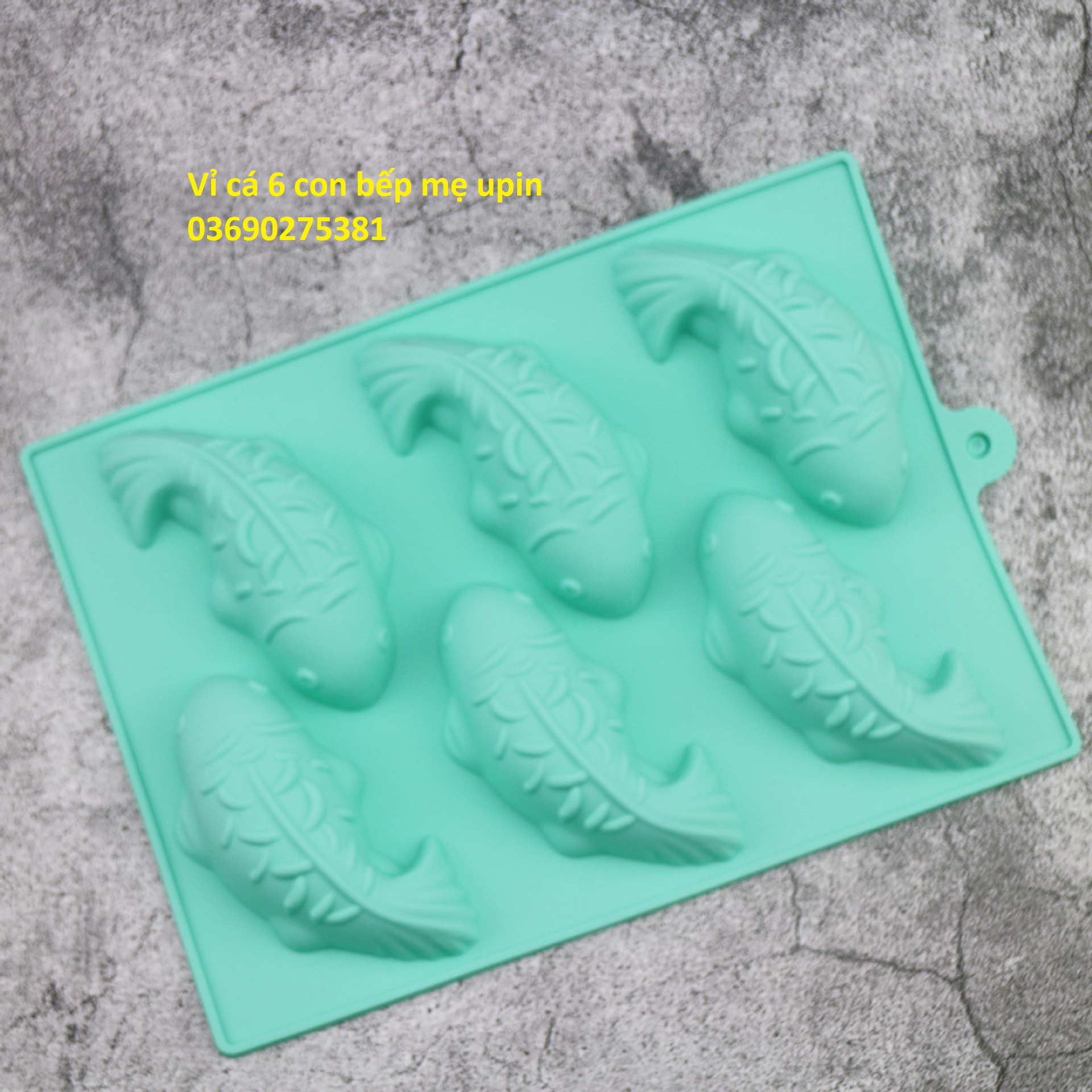 Khuôn silicon vỉ cá 6 con làm thạch/làm pudding/cheese/mouse/ thạch rau câu