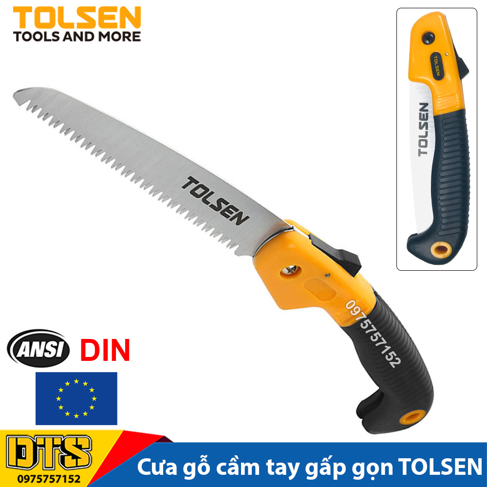 Cưa cầm tay, cưa gỗ gấp gọn TOLSEN 180mm, thép SK5 xử lý nhiệt, cưa gỗ cán xếp, dụng cụ làm vườn chuyên nghiệp - Tiêu chuẩn xuất khẩu Châu Âu