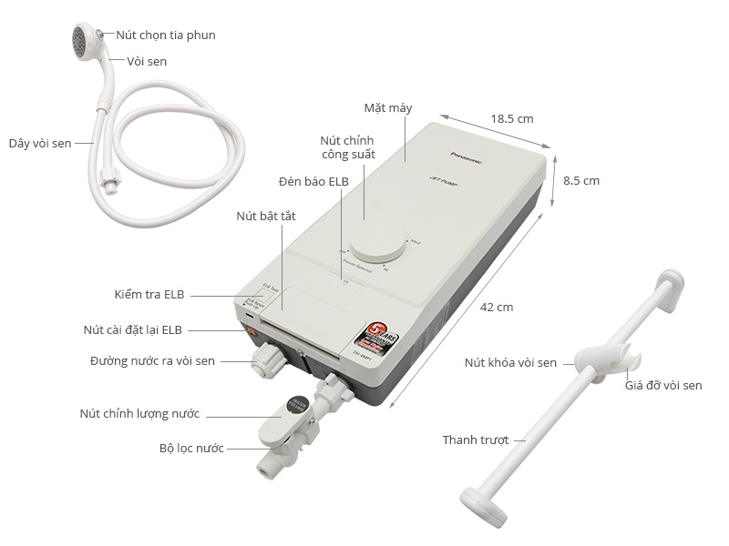 Máy nước nóng Panasonic DH-4MP1VW (Trắng) ( DH 4MP 1VW / DH4MP1VW / DH-4MP )