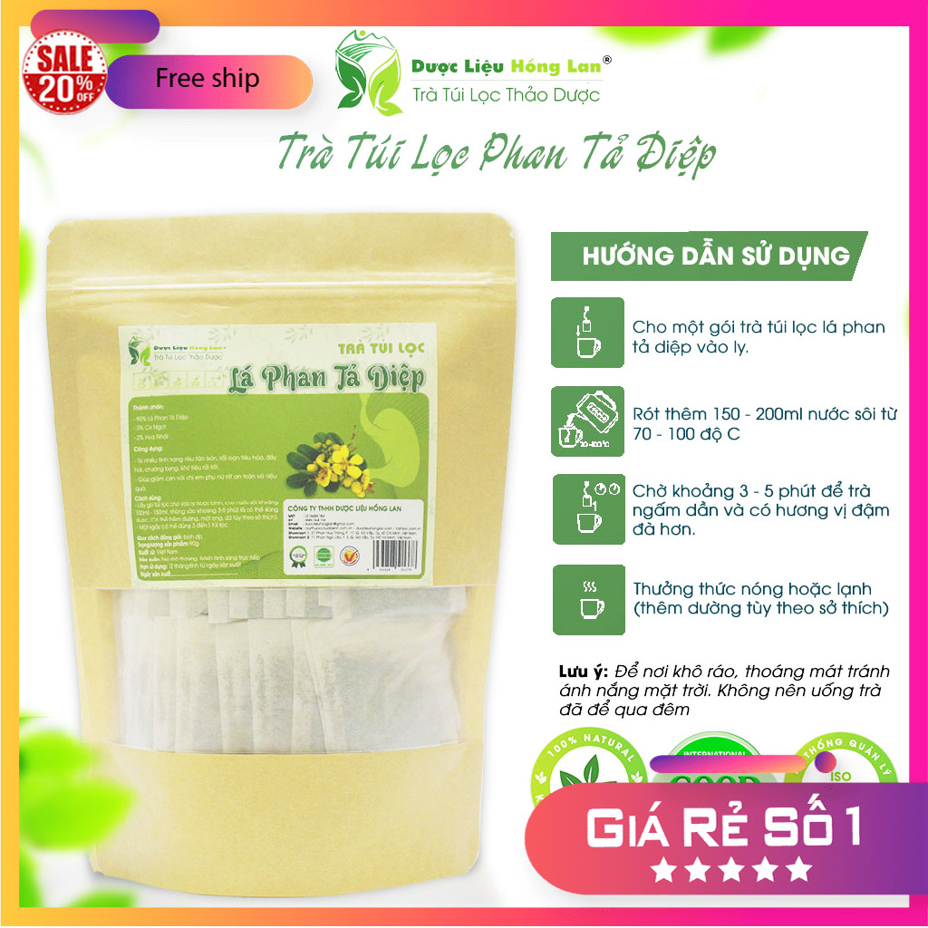 Combo 5 bịch zip trà Túi Lọc Lá Phan Tả Diệp 450g