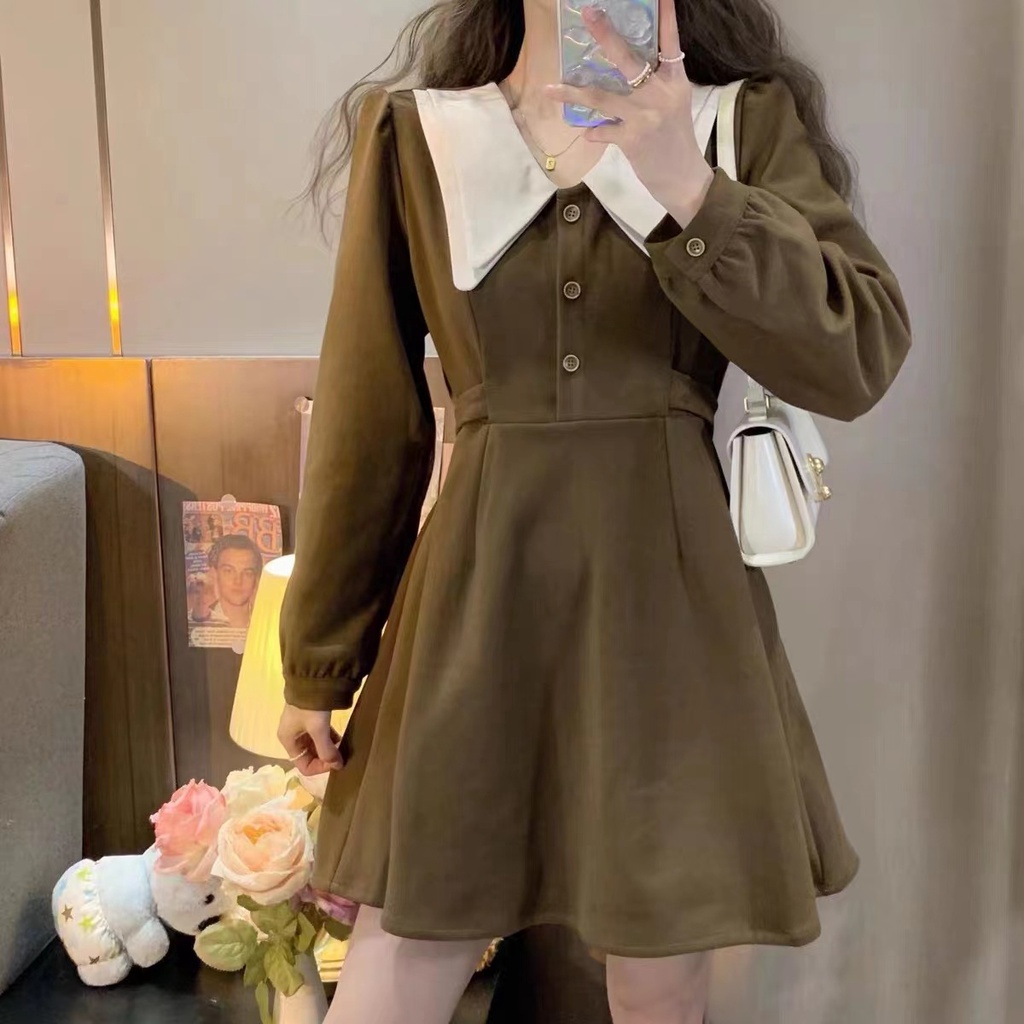 Doll dress/dress short-sleeved long autumn winter style French
