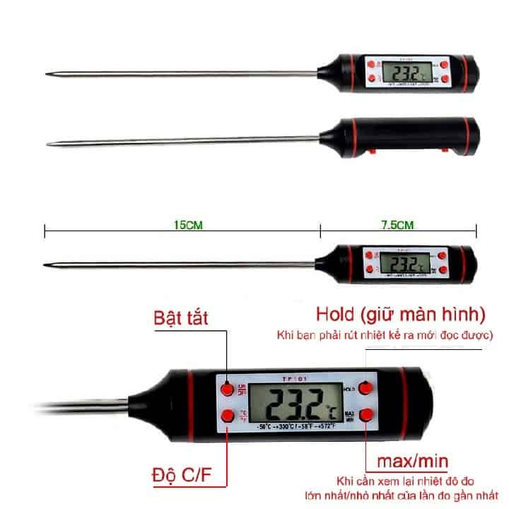 Nhiệt kế đo nhiệt độ nước pha trà , sữa