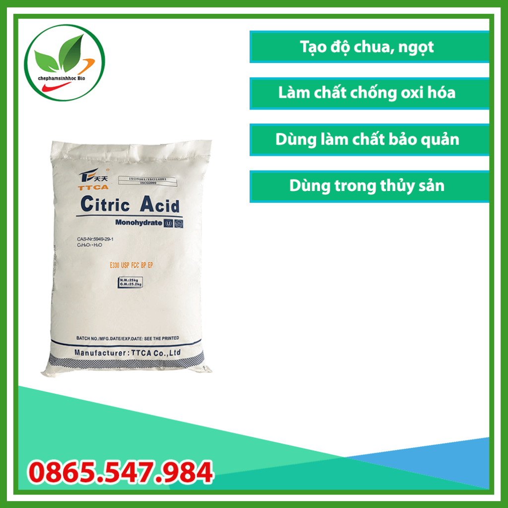 Sản phẩm Acid Citric. Bột chanh. Bao 25kg