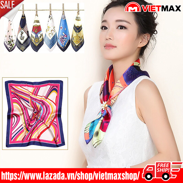Khăn Lụa Satin Vuông Quàng Cổ Kiêm Buộc Tóc Thanh Lịch (Bandana Cổ Điển 50x50 cm)