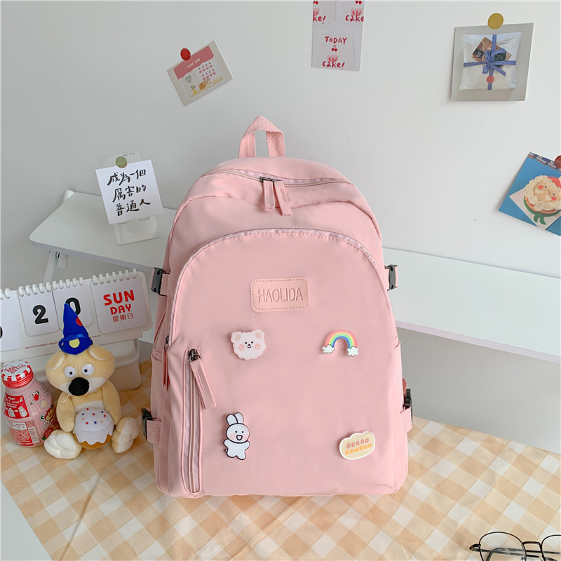 Balo Nữ Ulzzang Đi Học Basic Trơn Unisex Vải Dù Mịn Giá Rẻ BL05