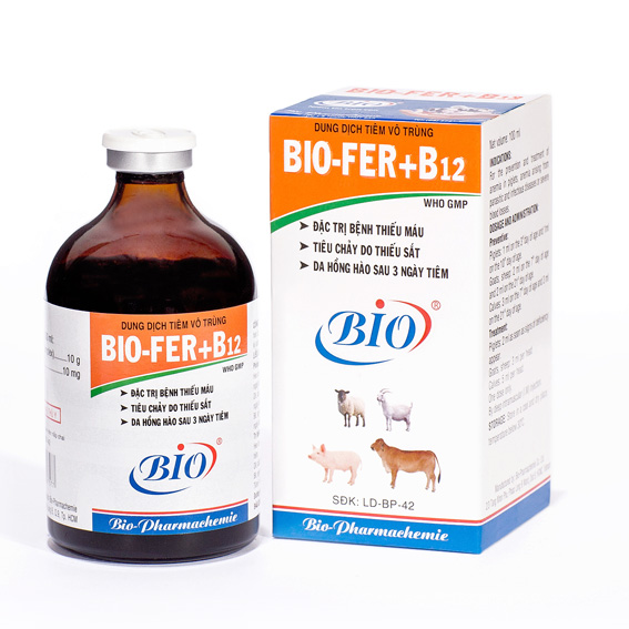 BIO-FER+B12 20ml. BỔ SUNG SẮT CHO HEO CON, BÊ NGHÉ