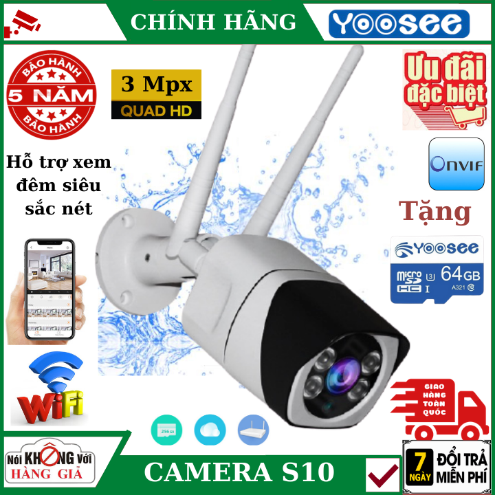 >> BÁO GIÁ (BẢO HÀNH 24 THÁNG, SALE 50%)CAMERA WIFI YOOSEE 2.0MP FULLHD 1920 X 1080,CAMERA WIFI KHÔNG DÂY HỖ TRỢ GHI ÂM, | Shopee Lazada Sendo Tiki mới nhất 86 (Tặng Thẻ Nhớ CHUẨN YOOSEE 128GB)Camera IP WiFi Ngoài trời S10,Độ phân giải 2.0Mpx FullHD 1920 X 1080P,Camera KHÔNG DÂY hỗ trợ ghi âm, đàm thoại 2 chiều, lưu trữ video, chống nước cực tốt - Da S10