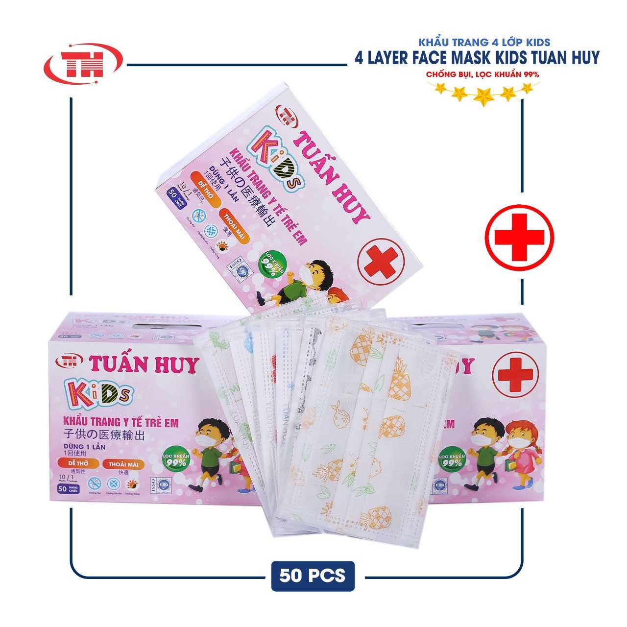 Hộp 50 chiếc khẩu trang y tế cho bé- hàng công ty chính hãng 