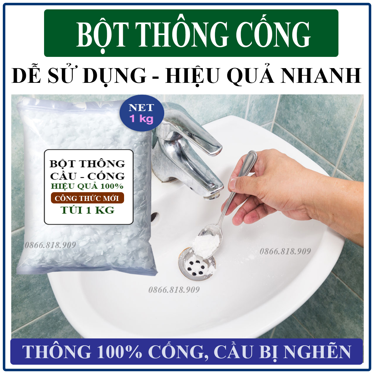 Combo 3 Kg Bột Thông Cống - Bột Thông Nghẽn Bồn Cầu