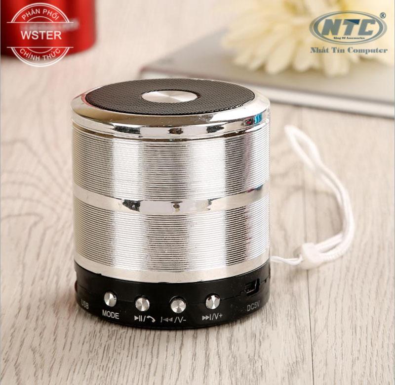 Loa Bluetooth Wster WS-887 hỗ trợ USB/thẻ nhớ/FM/AUX (Trắng bạc)
