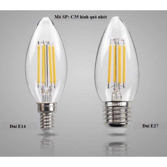 Bóng Edison C35 quả nhót / led râu (bóng nến) 4w đuôi E14