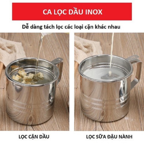 Ca lọc dầu ăn dùng thừa, lọc cua và tạp chất, chất liệu inox - múc nước