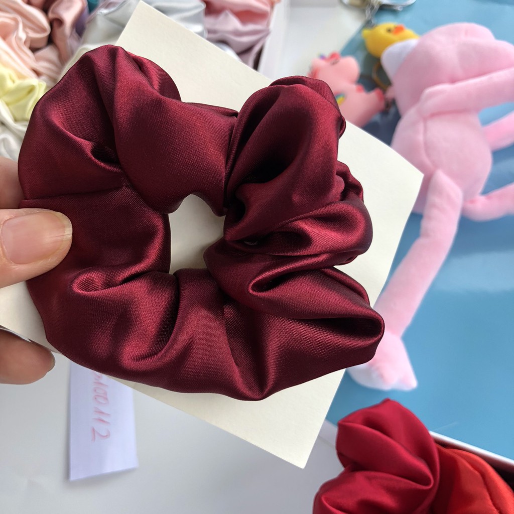 Dây buộc tóc Scrunchies vải phi bóng nhiều màu