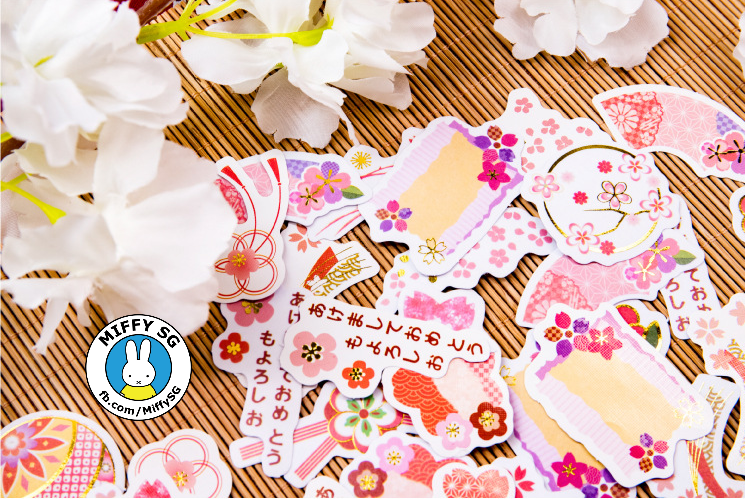 Hộp thiếc 60 sticker HOA ANH ĐÀO